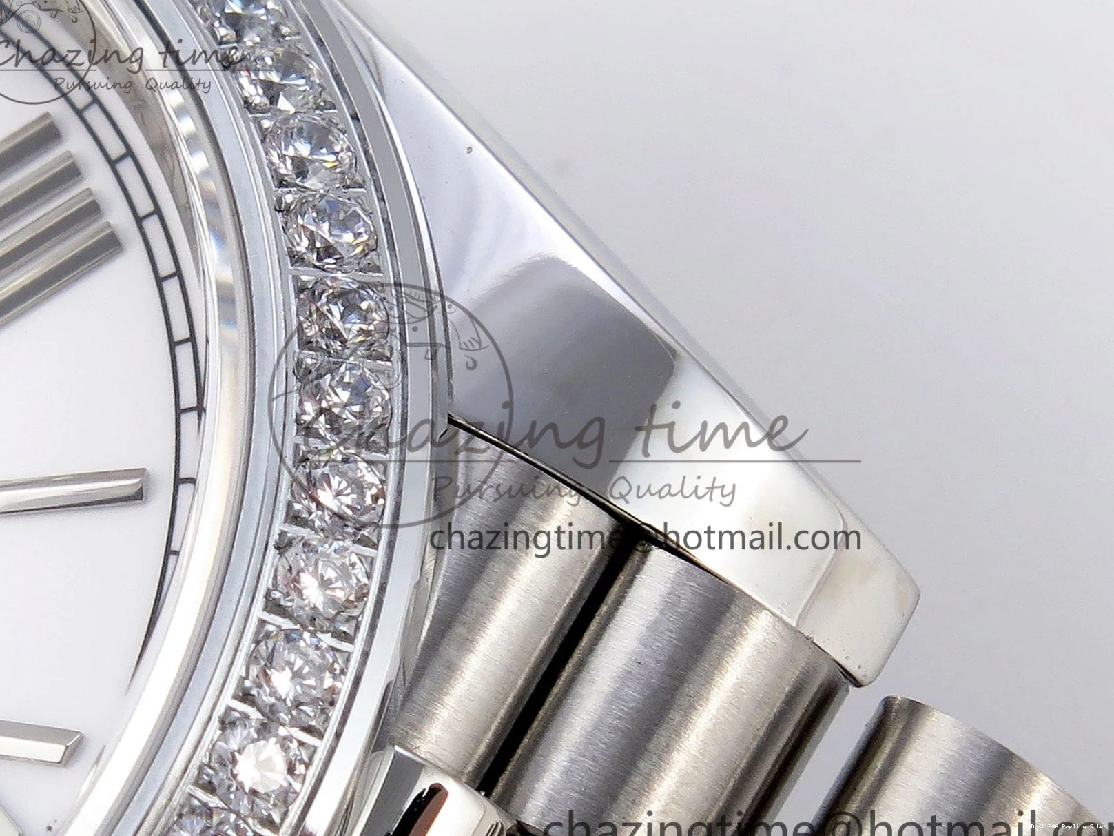 Good Copy Rolex Watches GSF Dial Bezel White Sustainable A 1920 40 SS Roman on Weight DayDate Diamonds Bracelet Gain President 1227